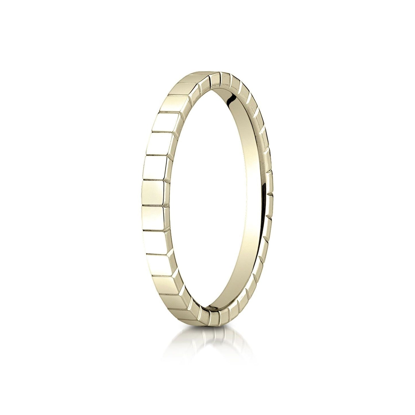 2mm High Polish Carved Wedding Band, in 14K Yellow Gold | RockHer