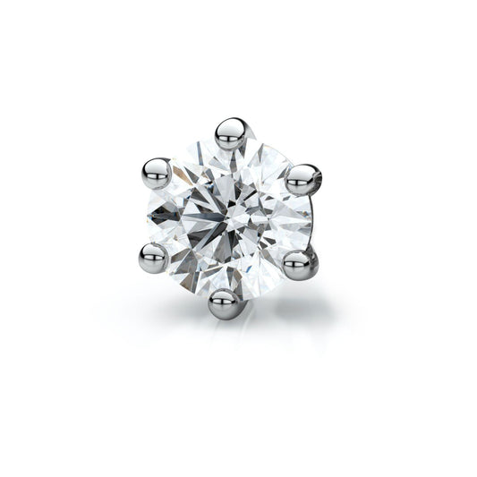 14k White Gold 6-prong Round Diamond Single Stud Earring 1.00ctw (6.5mm Ea), H-i Color, Vs Clarity