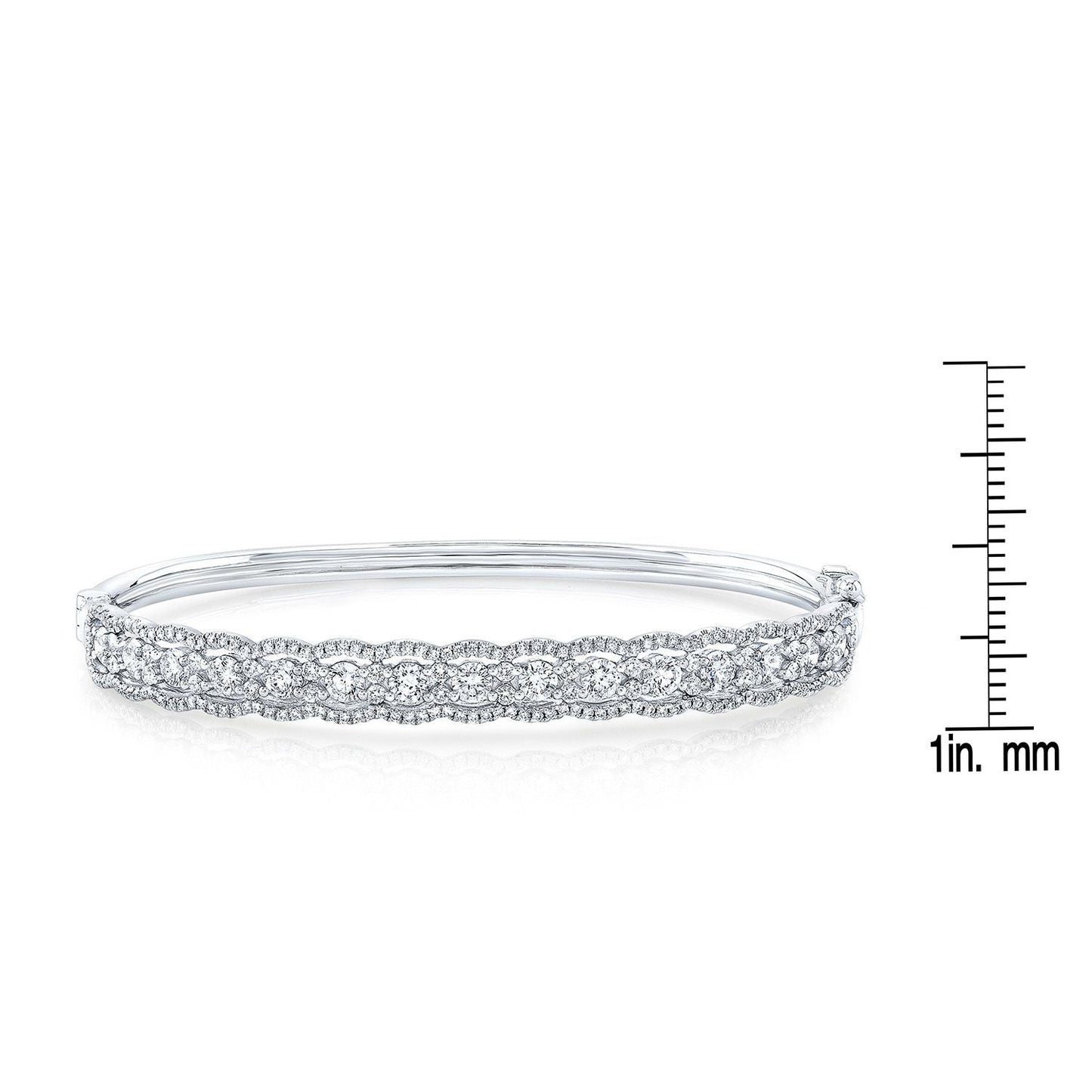 Diamond Scallop Edge Bangle in 14K White Gold – front view | RockHer