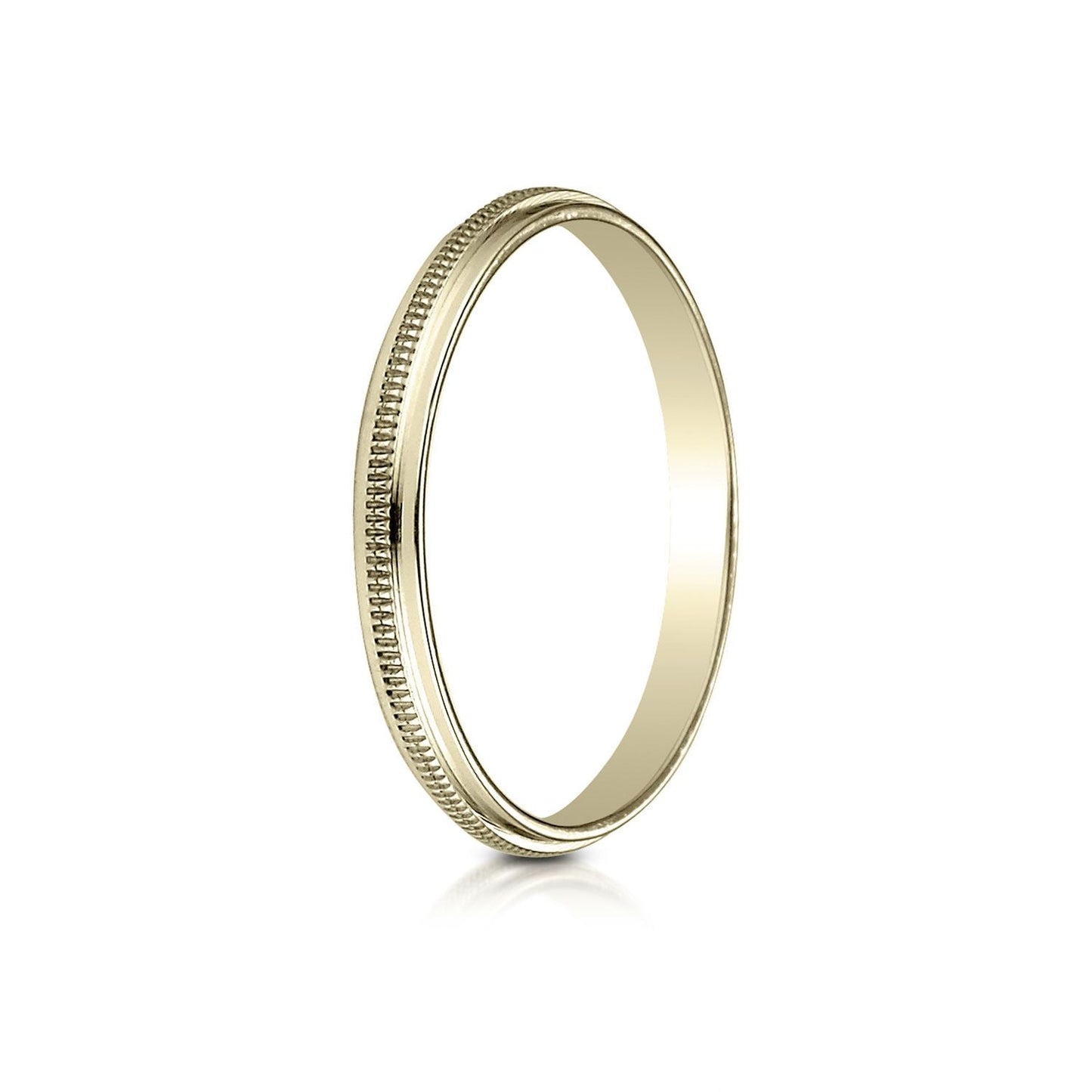 2mm High Polish Milgrain Round Edge Carved Wedding Band, in 14K Yellow Gold | RockHer