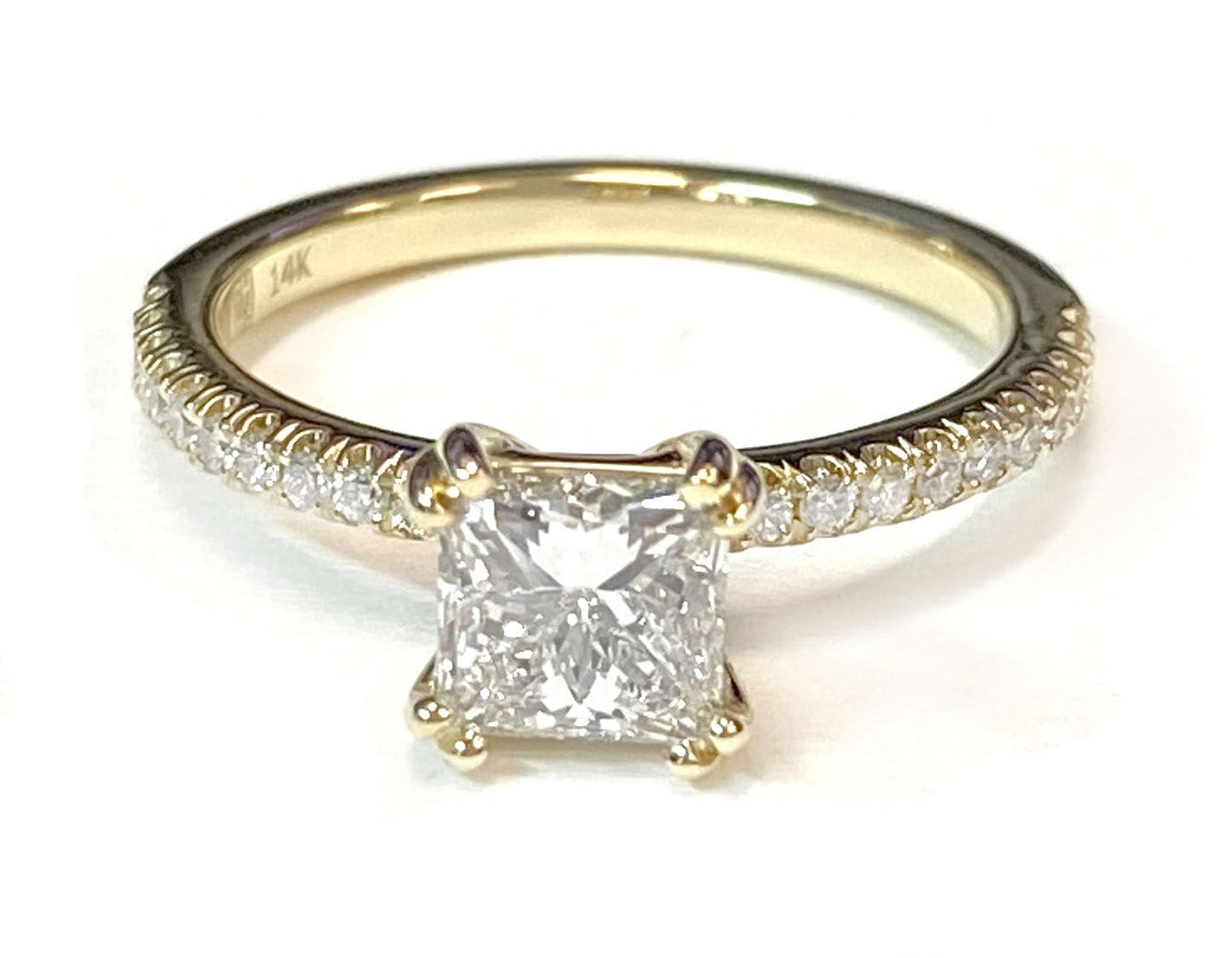 Double Claw Prong French Pavé Princess, in Platinum – lifestyle shot | RockHer