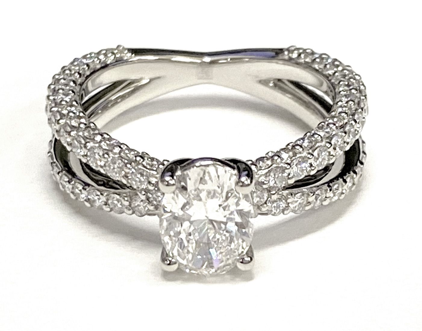 Criss Cross Open Pavé Oval, in 14K Rose Gold, pave setting – view 11 | RockHer