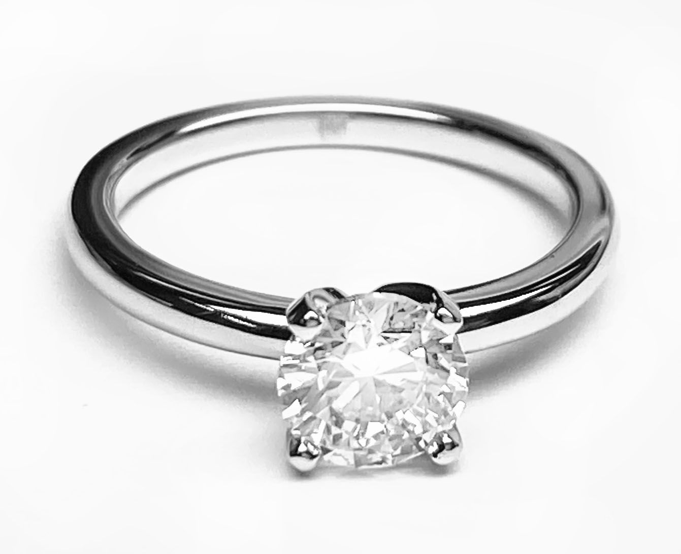 Round Brilliant, Contemporary Comfort Fit Flat Shank Solitaire, in 14K Rose Gold, prong setting – lifestyle shot | RockHer