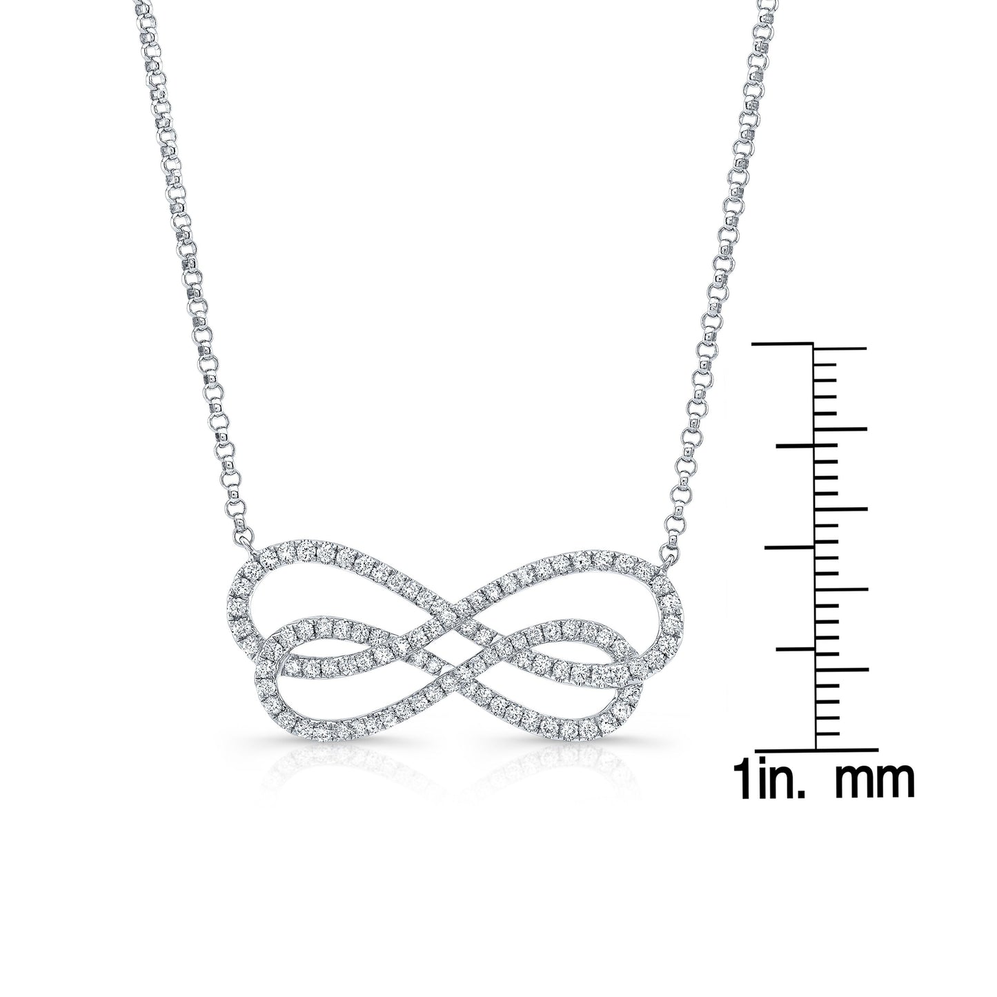 Diamond Double Infinity Necklace in 14K White Gold (2/3 Ct.tw.) – front view | RockHer