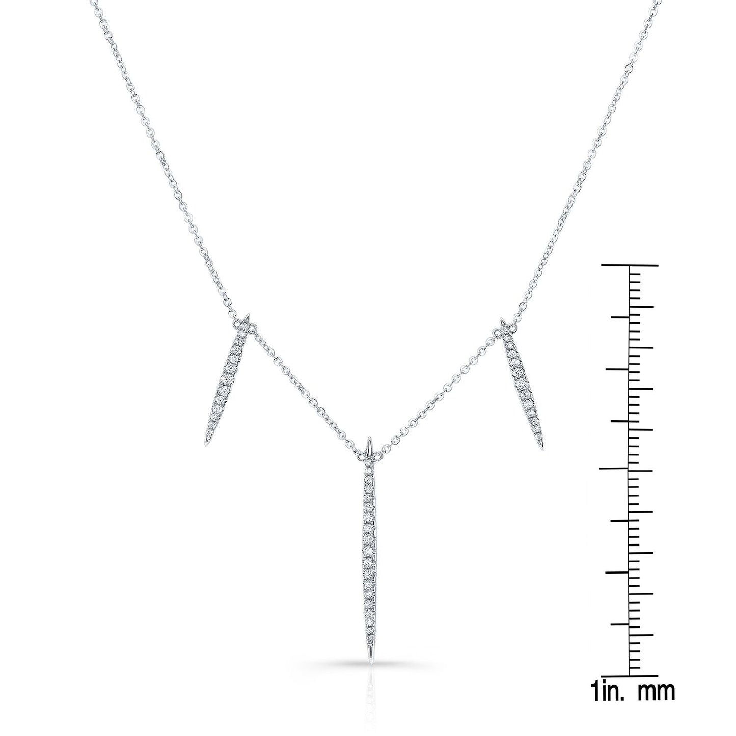 Diamond Pave Icicles Necklace in 14K White Gold – front view | RockHer