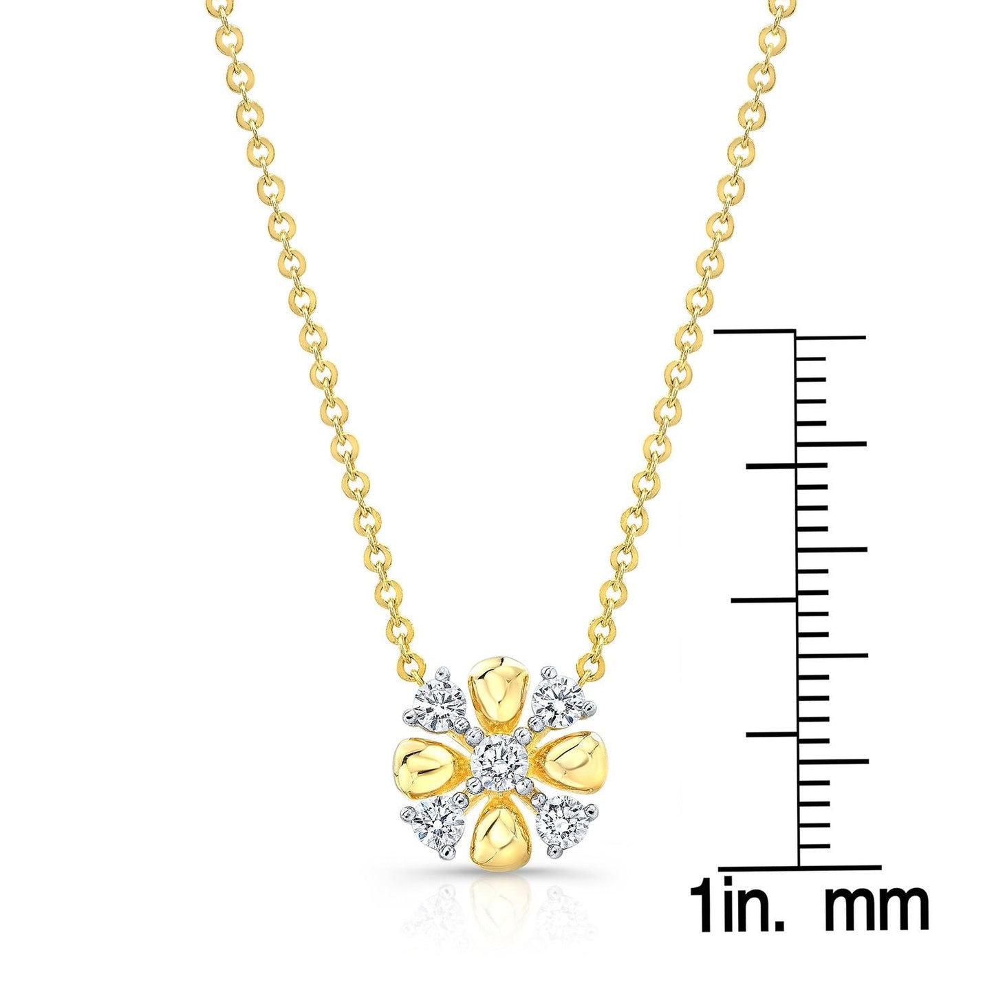 Diamond 4-cross Necklace With High-polish Accent in 14K Yellow Gold, 16-18 Inch – front view | RockHer