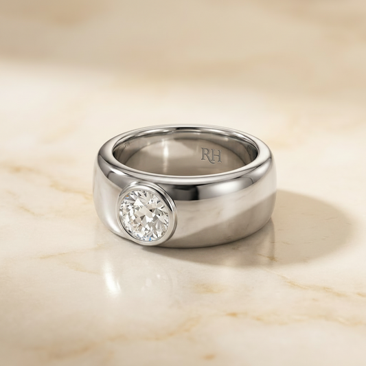 The Remi Select — Bezel-Set Cigar Band Old European in 18K White Gold