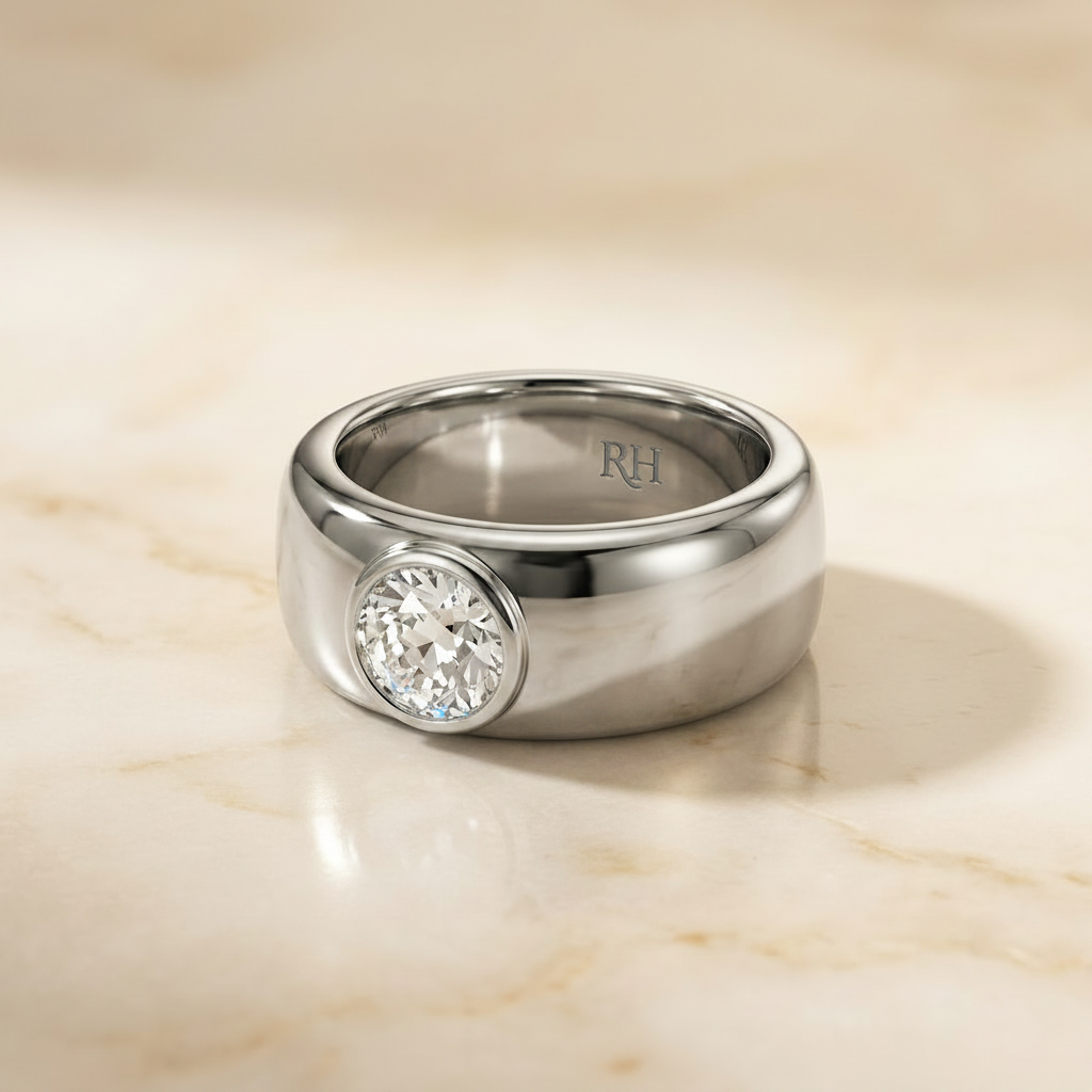 The Remi Select — Bezel-Set Cigar Band Old European in Platinum