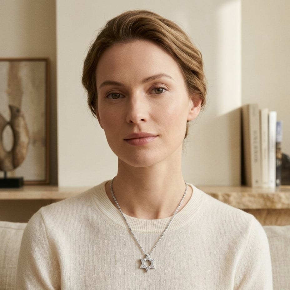 Diamond 1/4ctw Star Pendant in 18K White Gold - lifestyle