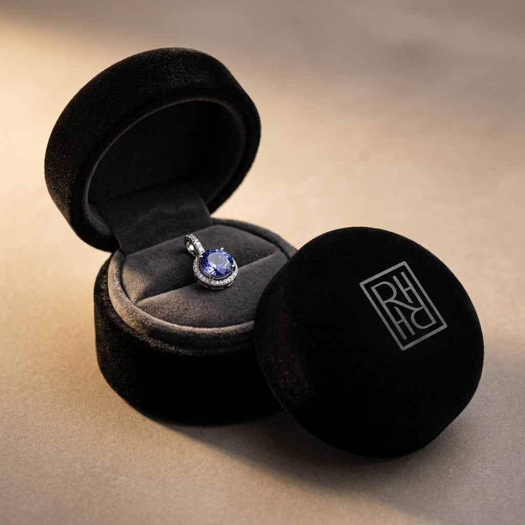 Tanzanite & Diamond Earrings in 14K White Gold - presentation