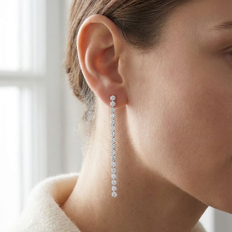 ต่างหูเพชร ตัวเรือนทองคำชมพู 14K จาก RockHer