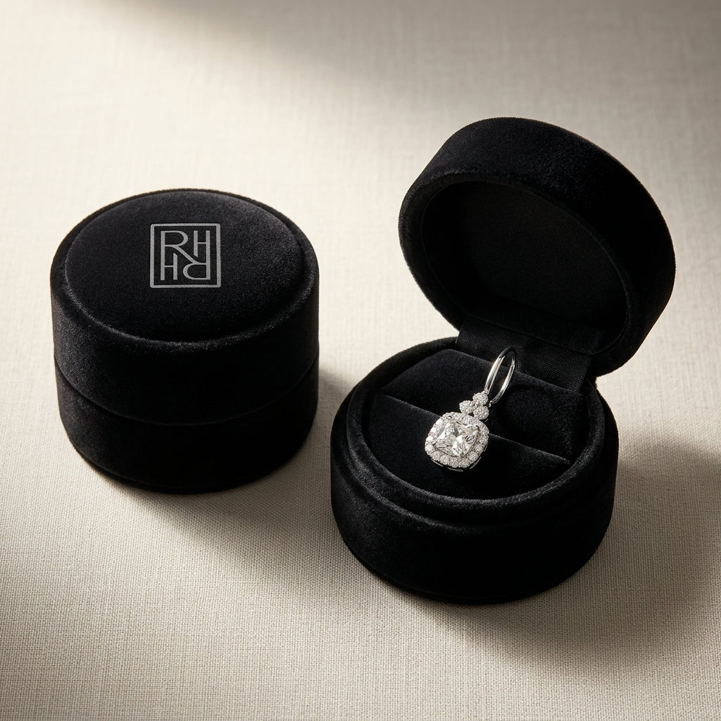 Tanzanite & Diamond Cushion Halo Earrings 1/3ctw in 14K White Gold - presentation