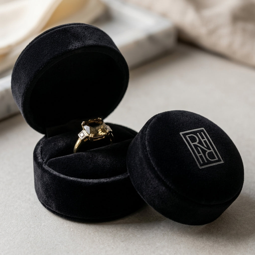 Citrine & Diamond Step Ring in 14K Yellow Gold - presentation