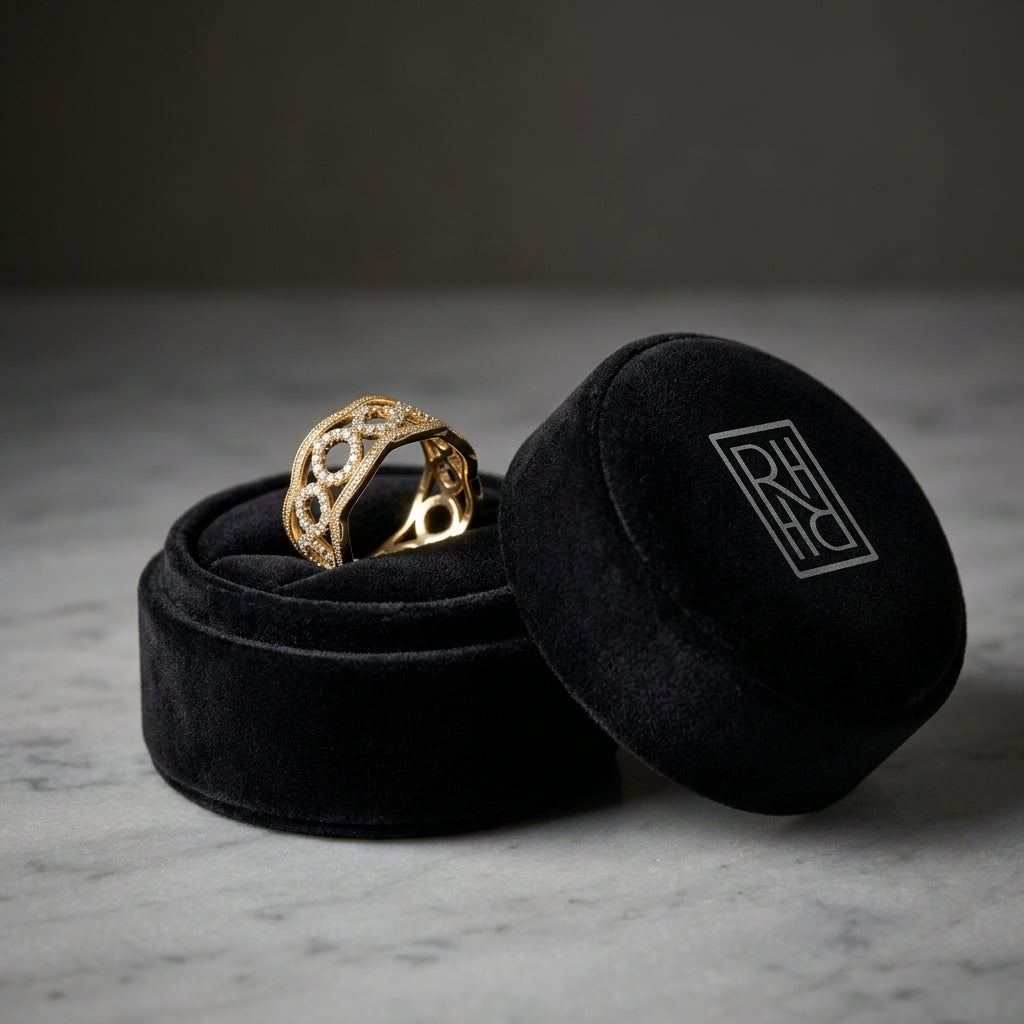Delicate Diamond Ring in 14K Yellow Gold - presentation