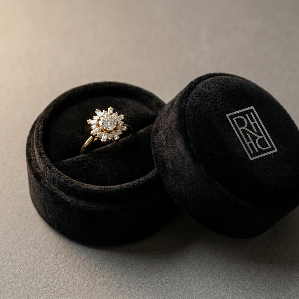 Diamond Round & Baguette Ballerina Ring in 14K Yellow Gold - presentation
