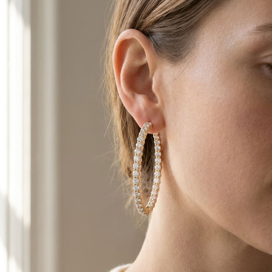 ต่างหูเพชร ตัวเรือนทองคำเหลือง 14K จาก RockHer