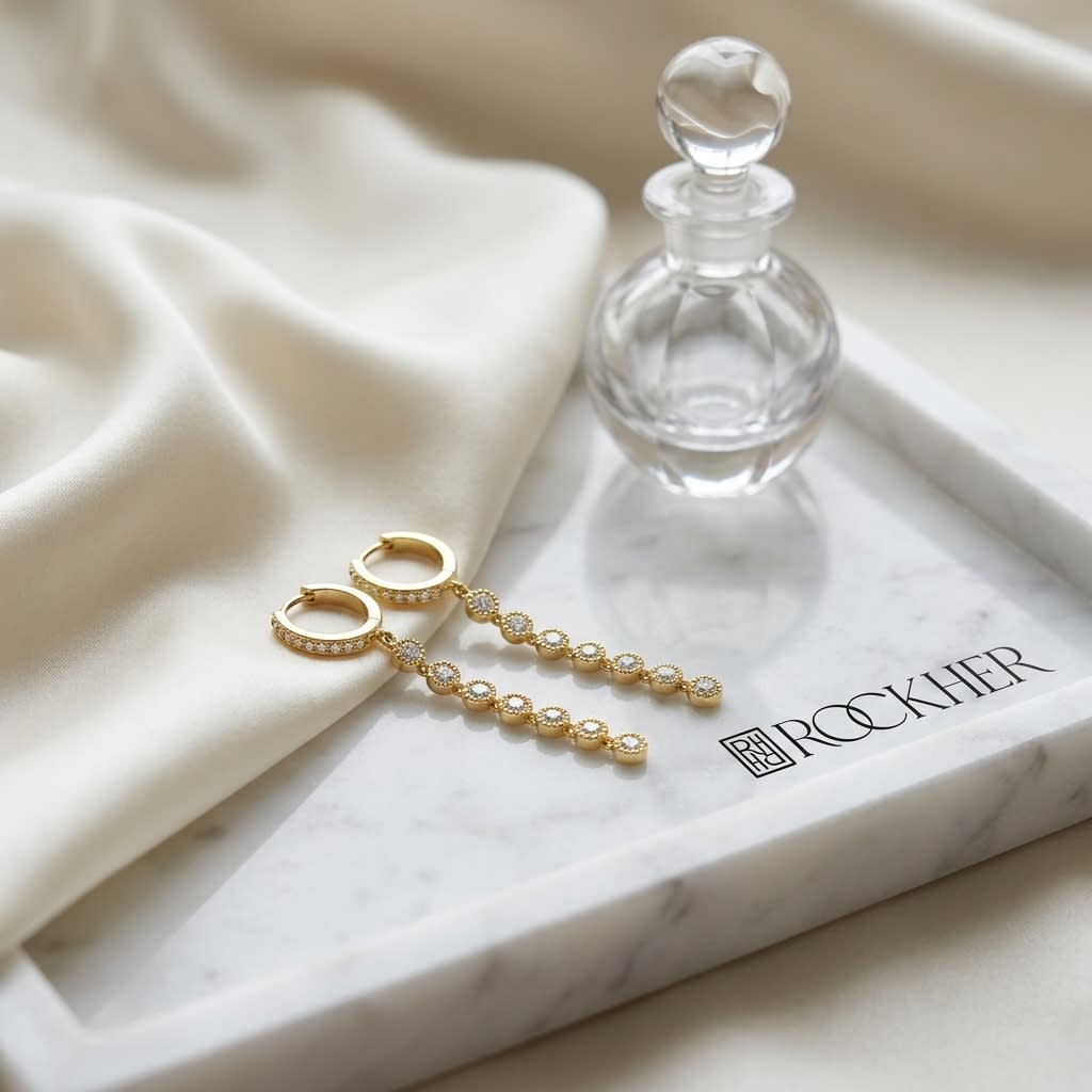 ต่างหูเพชร ตัวเรือนทองคำเหลือง 14K จาก RockHer