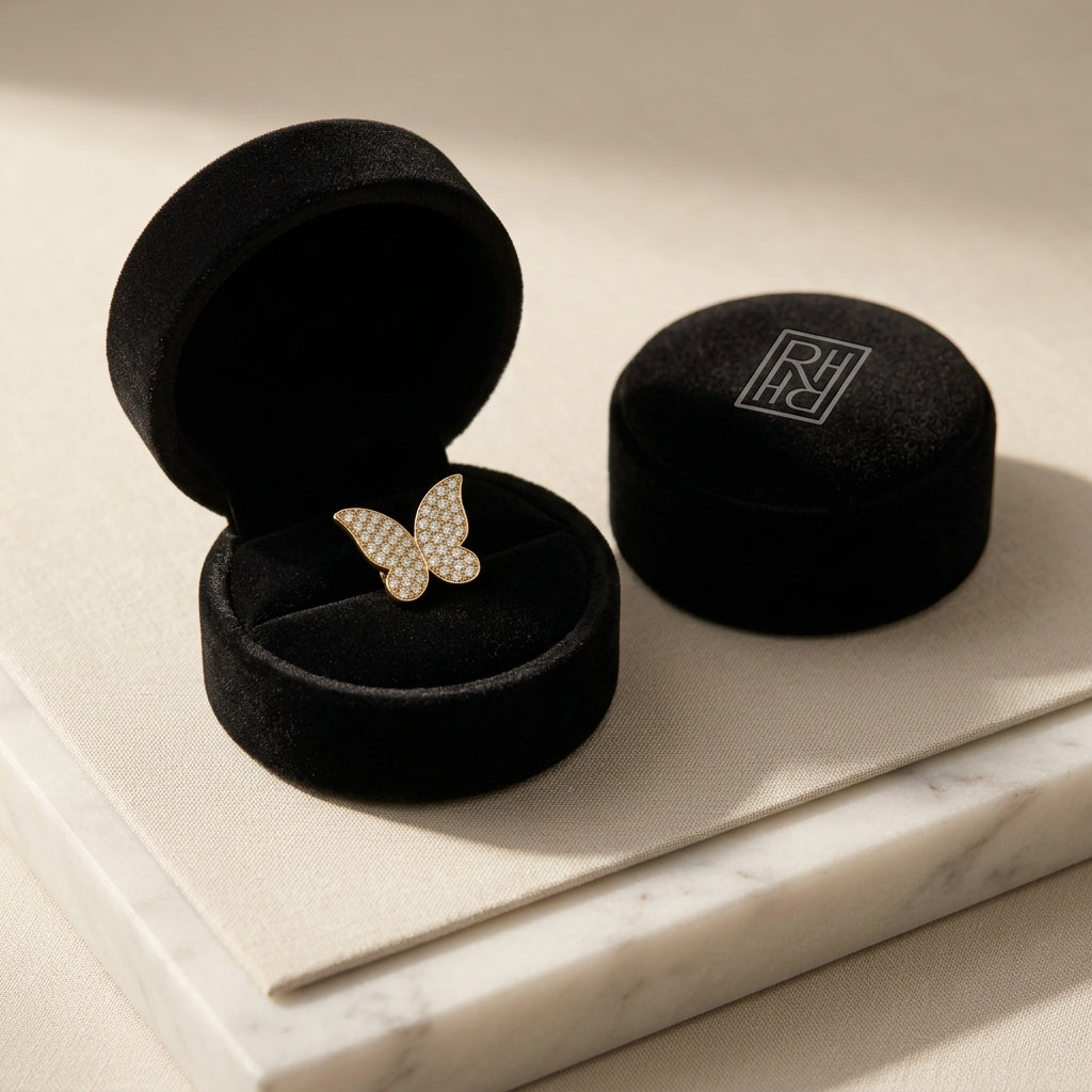 Diamond Butterfly Earrings 1/3ctw in 14K Yellow Gold - presentation