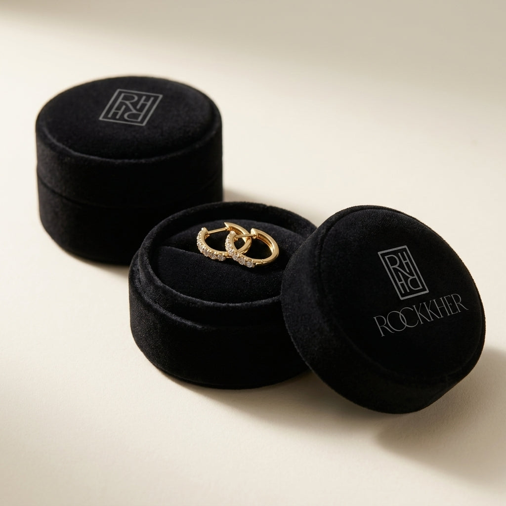 Diamond 3/4ctw Hoop Earring Set in 14K Yellow Gold - presentation