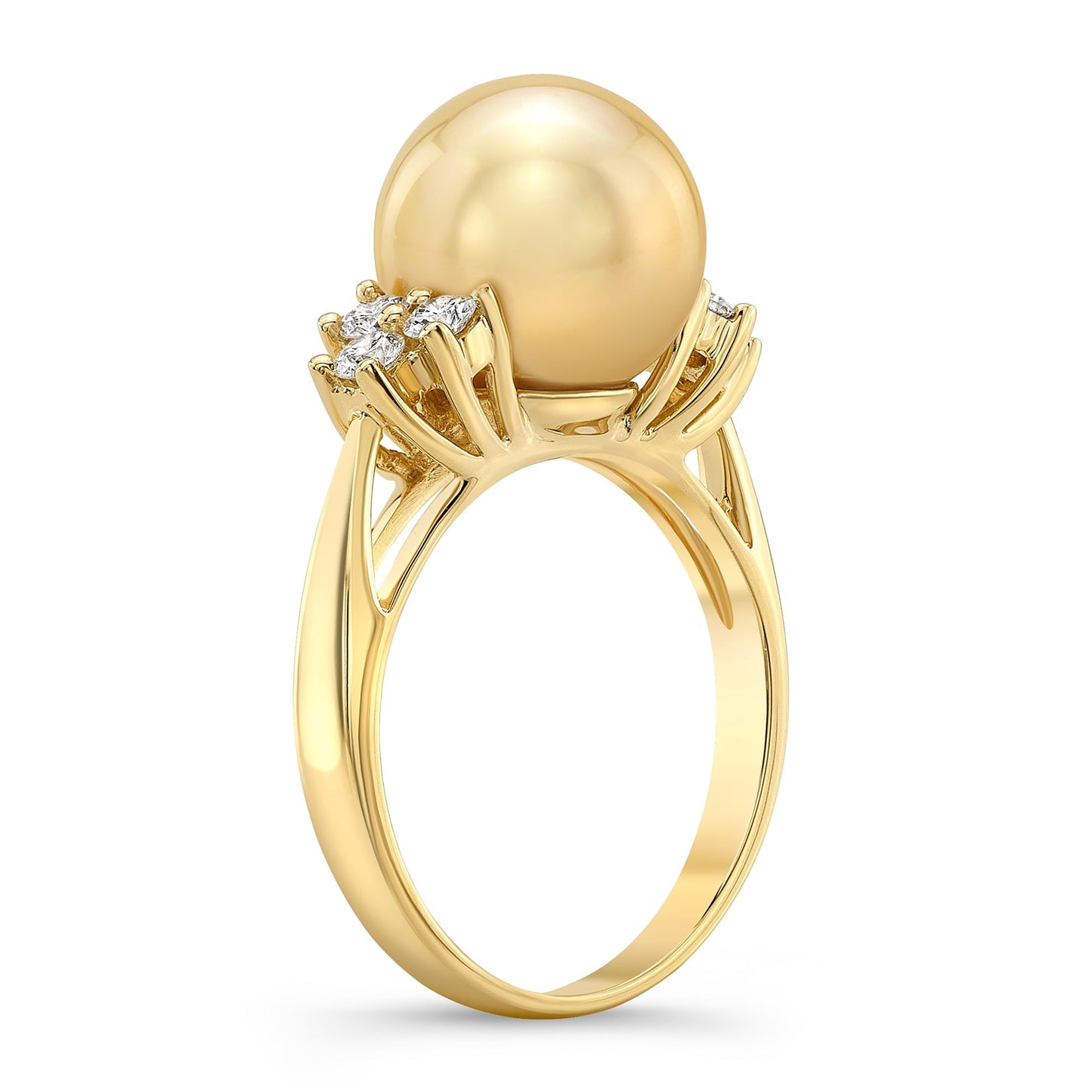 Golden South Sea Pearl and Diamond Ring, in 14K White Gold – detail view | RockHer