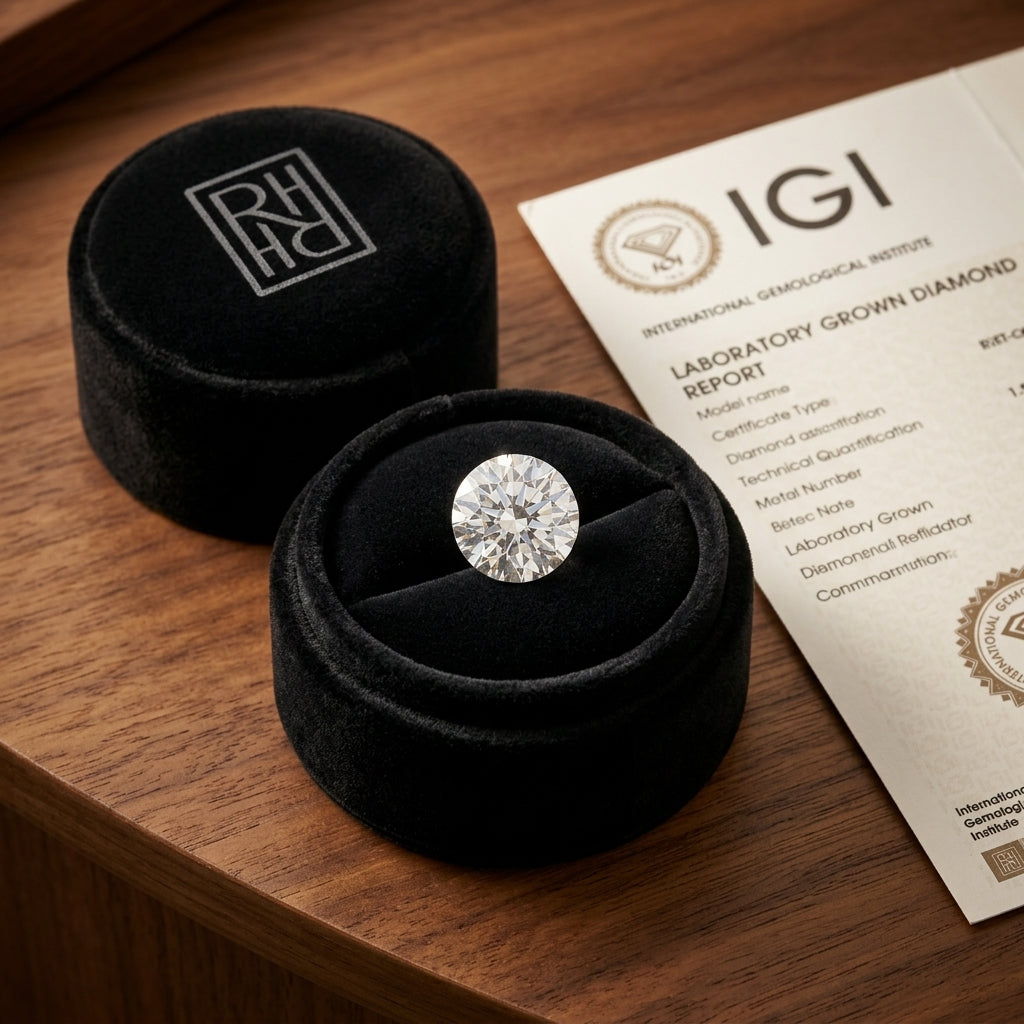 3 Carat Round Lab Grown Diamond — RockHer atelier presentation box