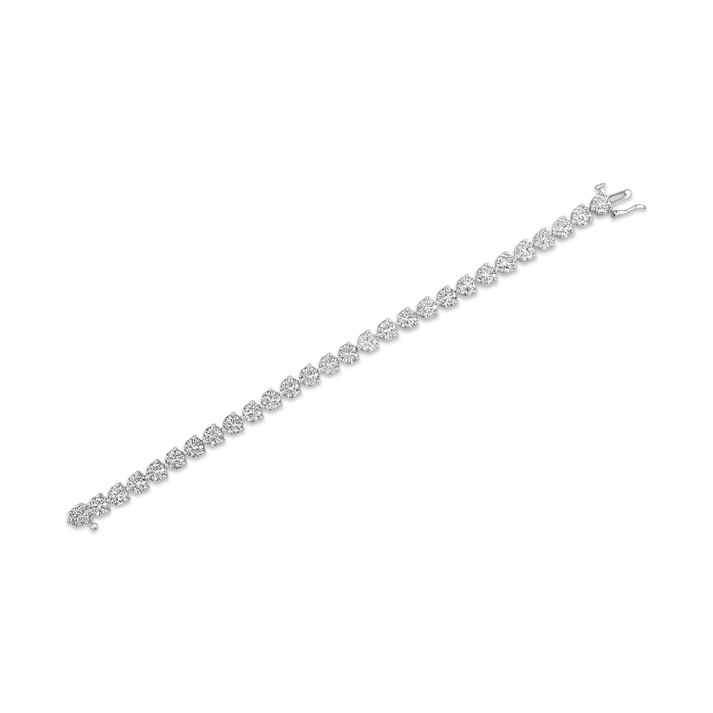 Certified 14K White Gold 3-prong Lab Created Round Brilliant Diamond Tennis Bracelet – detail view | RockHer