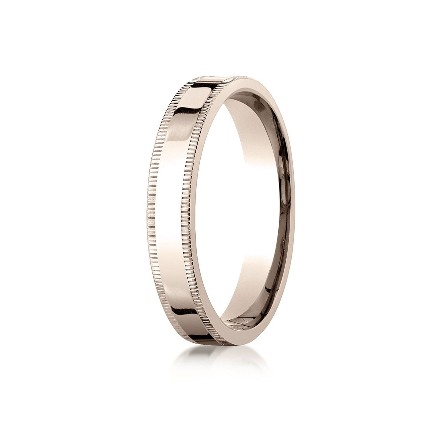 4mm Flat Milgrain Comfort-Fit Wedding Band, in 14K Rose Gold | RockHer