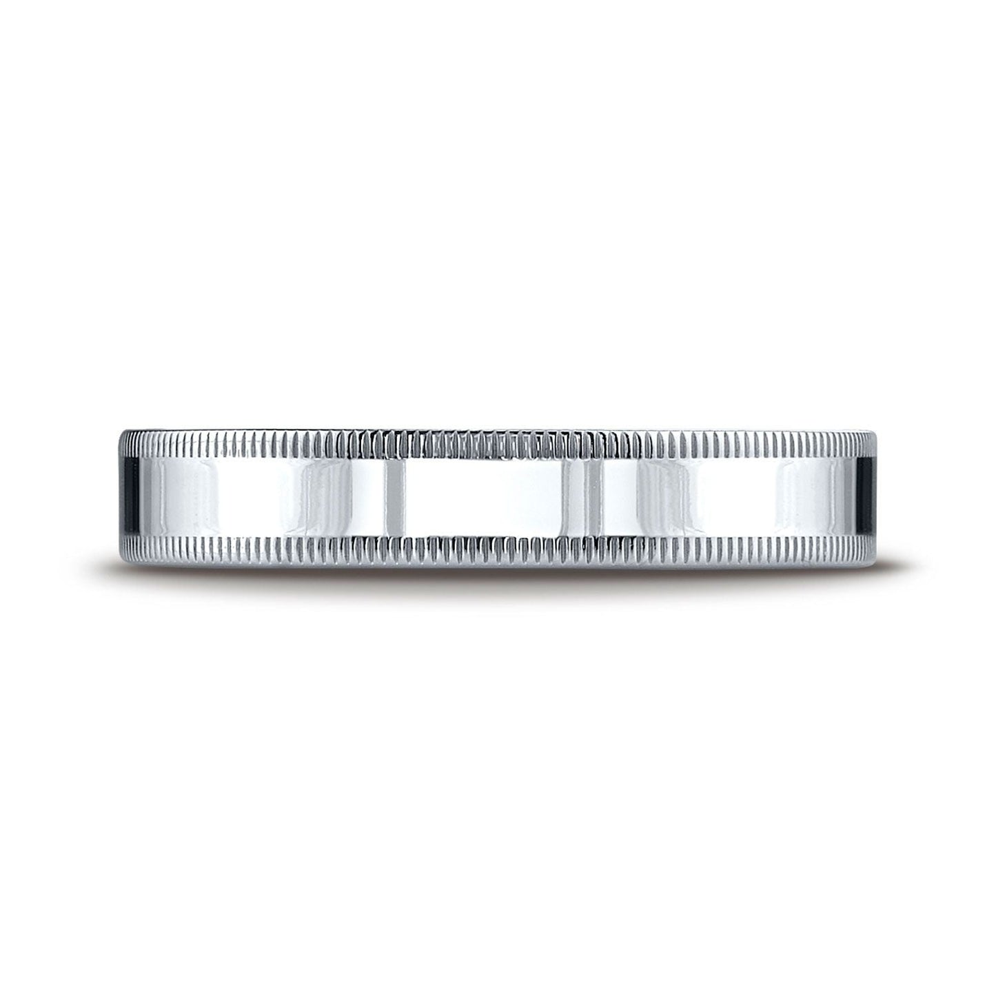 4mm Flat Milgrain Comfort-Fit Wedding Band, in Platinum | RockHer