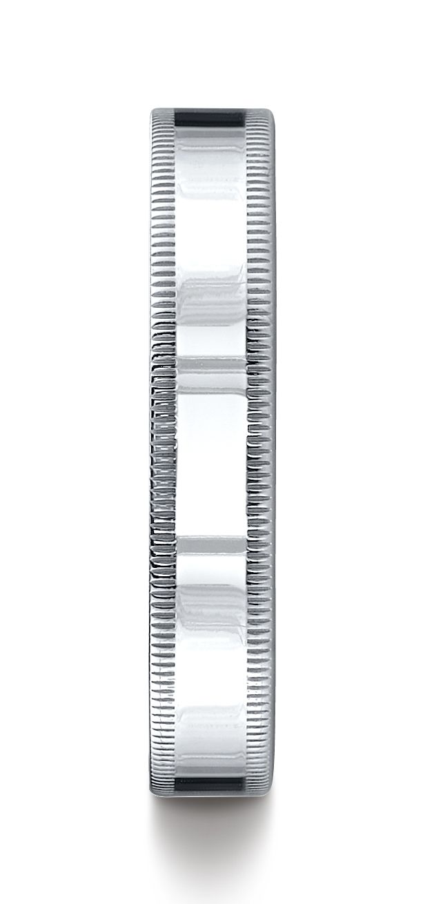Platinum 4mm Flat Comfort-fit Ring With Milgrain