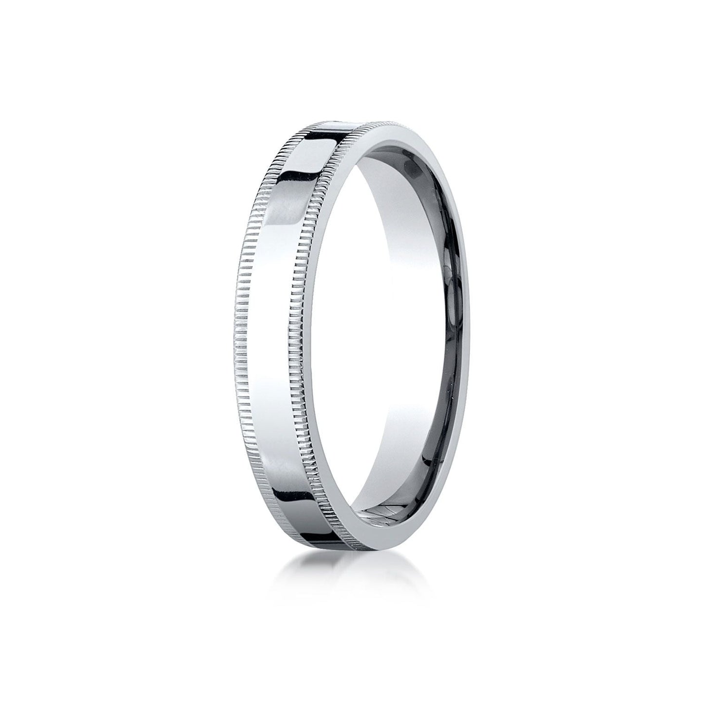 4mm Flat Milgrain Comfort-Fit Wedding Band, in 14K White Gold | RockHer