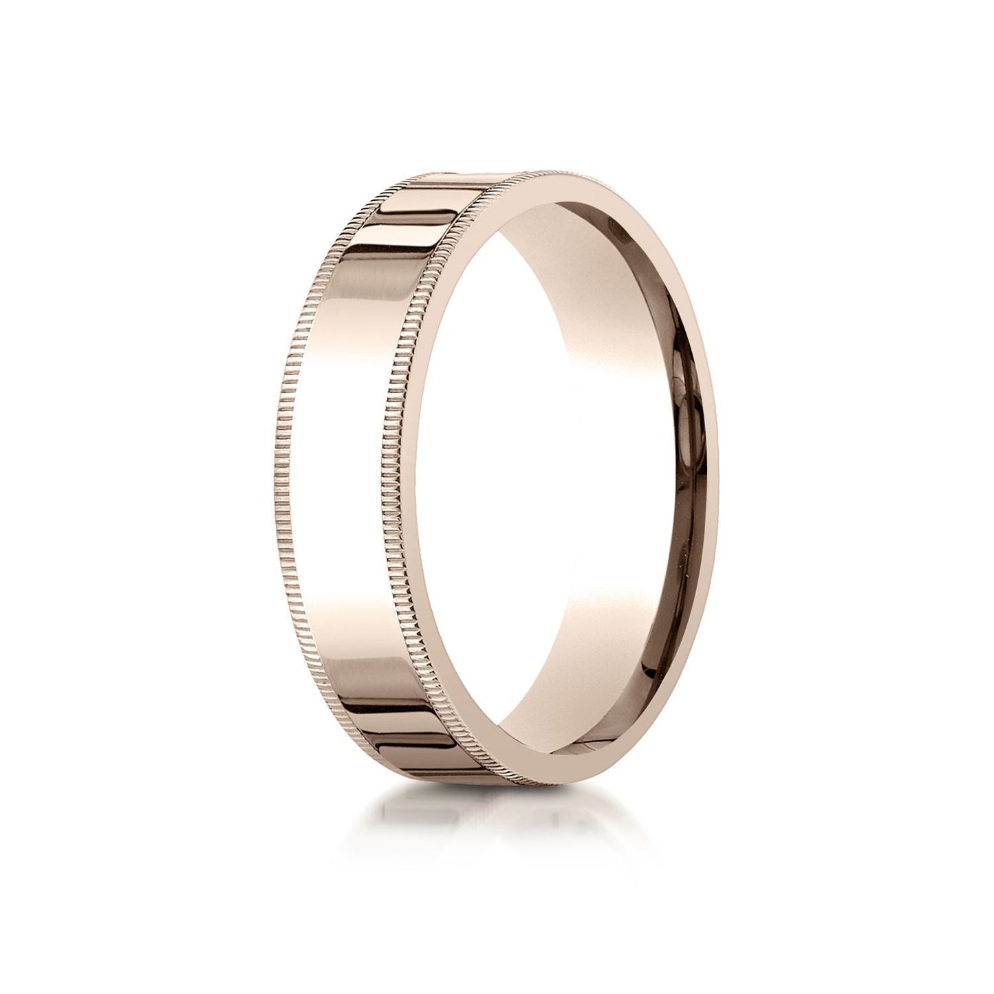 6mm Flat Milgrain Comfort-Fit Wedding Band, in 14K Rose Gold | RockHer