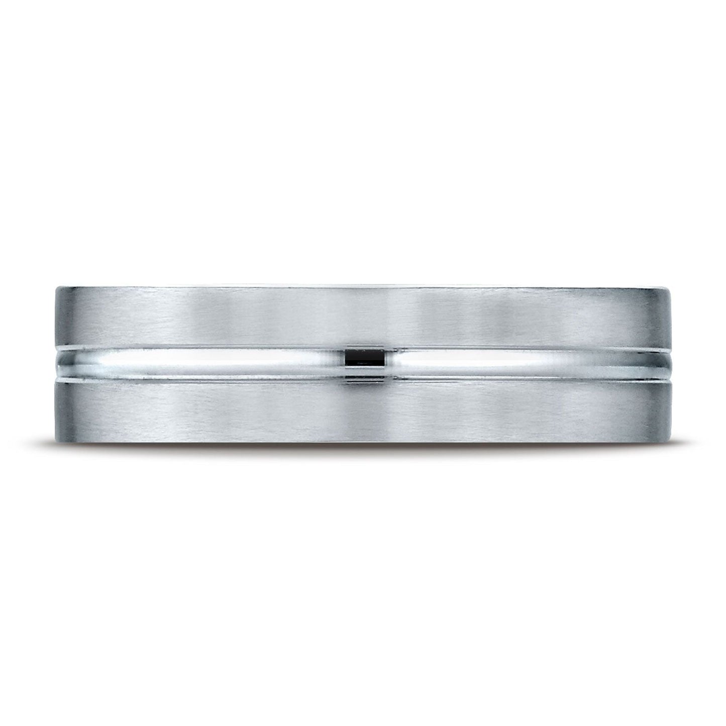 6mm Satin Finish High Polished Center Cut Carved Wedding Band, in Platinum | RockHer