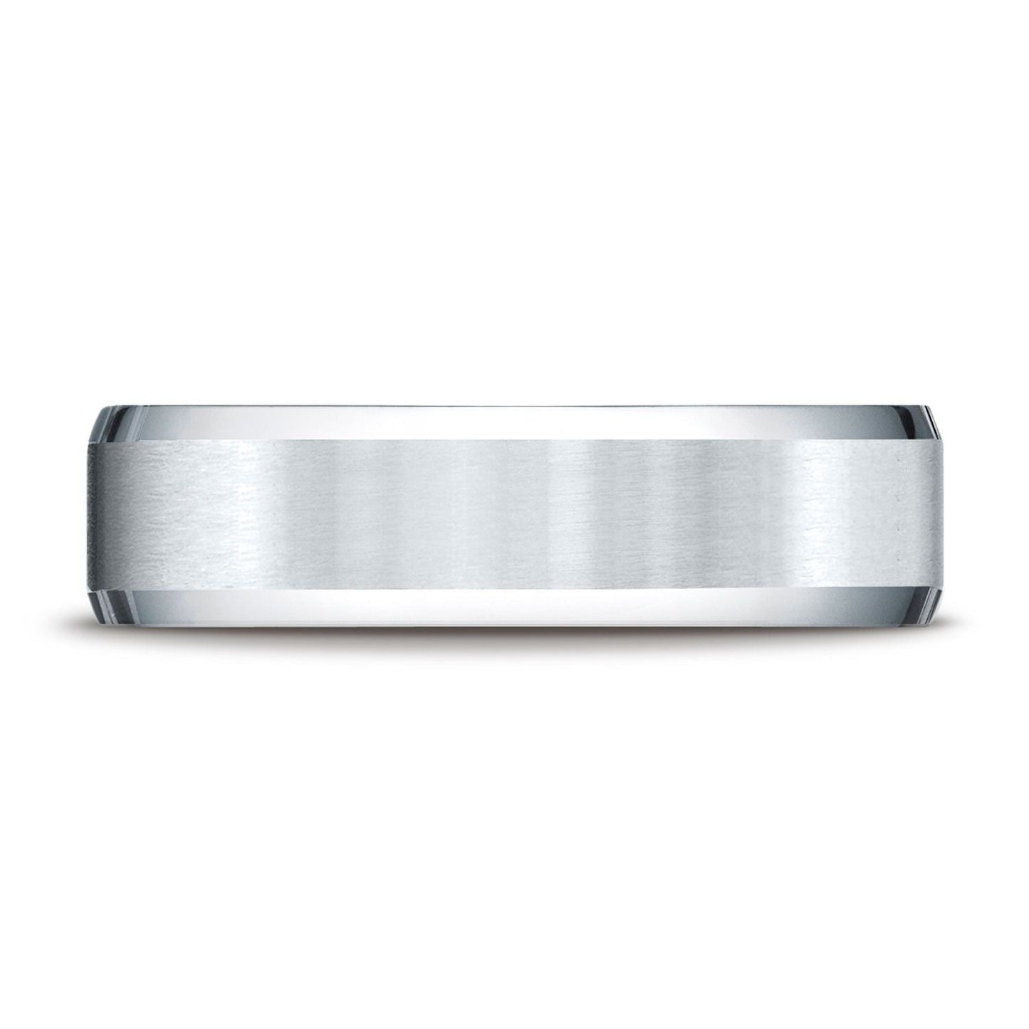6mm Satin Finish High Polished Beveled Edge Carved Wedding Band, in Platinum | RockHer