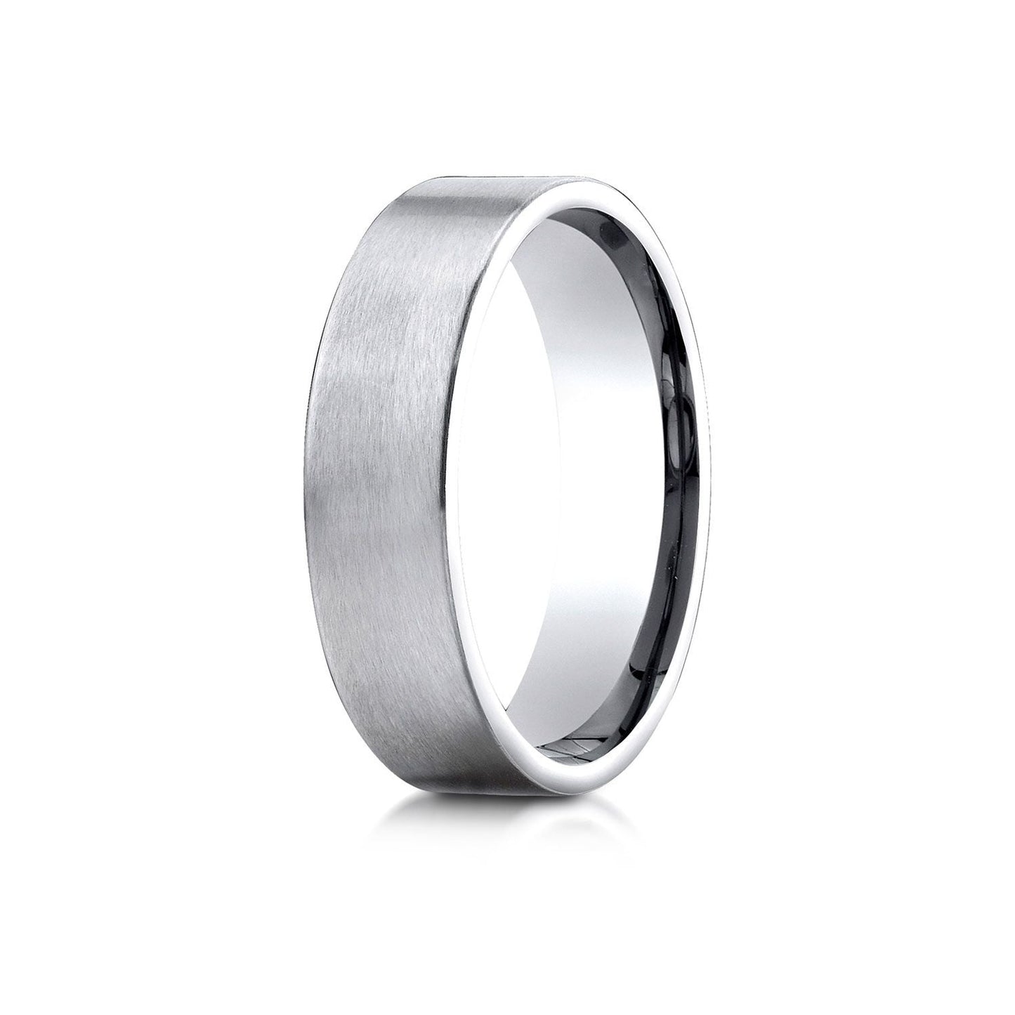 6mm Satin Finish Carved Wedding Band, in 18K White Gold | RockHer
