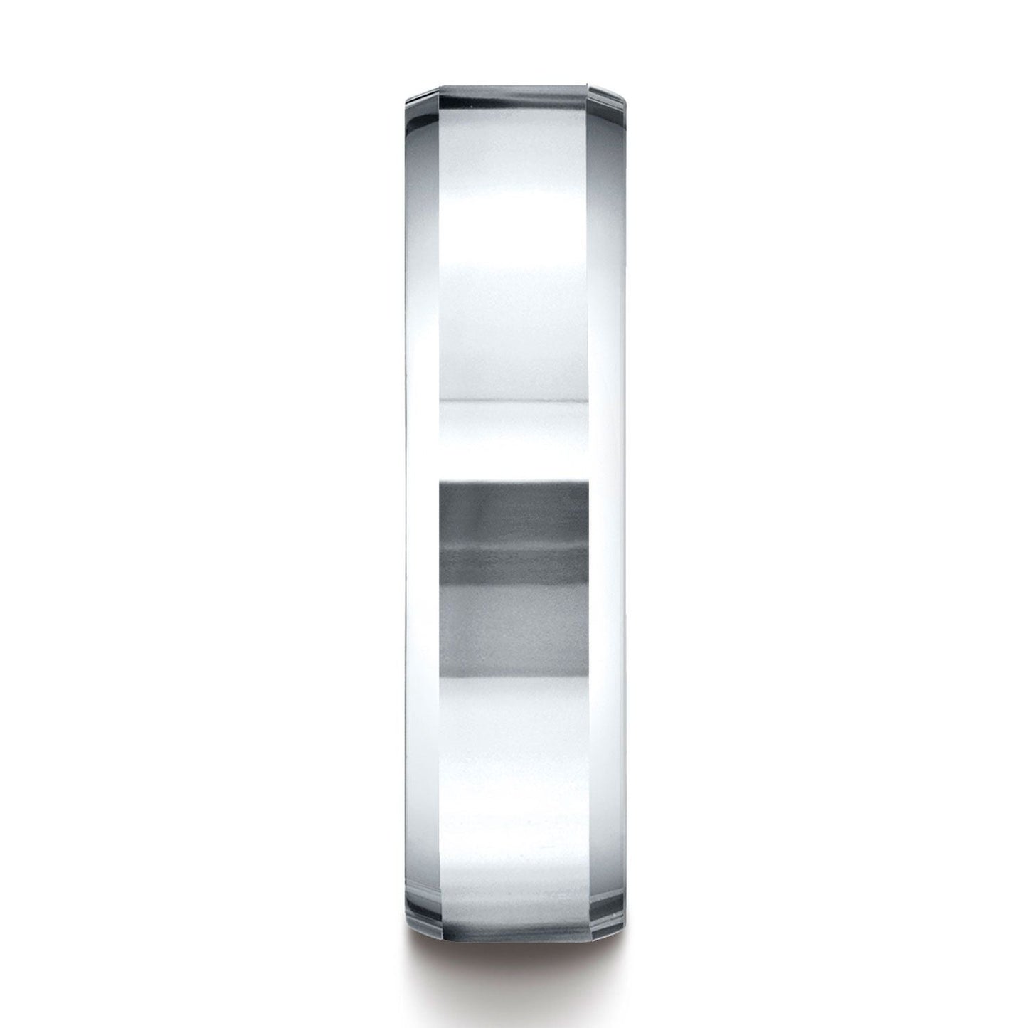 แหวนทองคำขาว 14k ขนาด 6 มม. แบบสวมใส่สบาย ขัดเงาสูง พร้อมลวดลายแกะสลัก