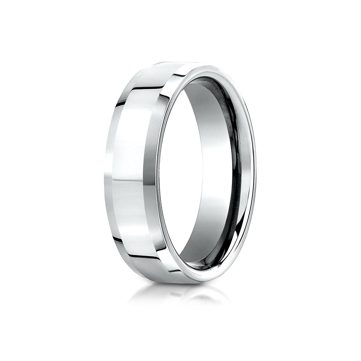 6mm High Polish Carved Wedding Band, in 14K White Gold | RockHer