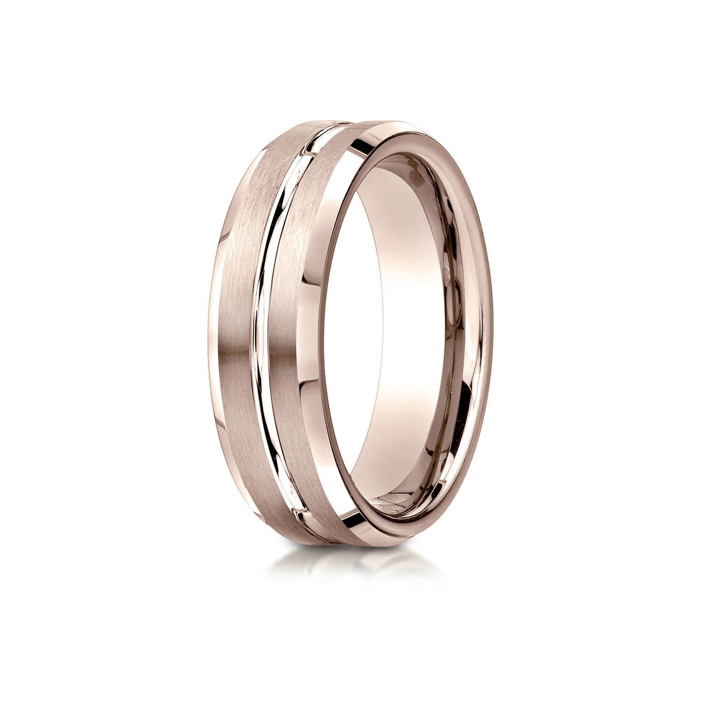 6mm Satin Finish Carved Wedding Band, in 14K Rose Gold | RockHer
