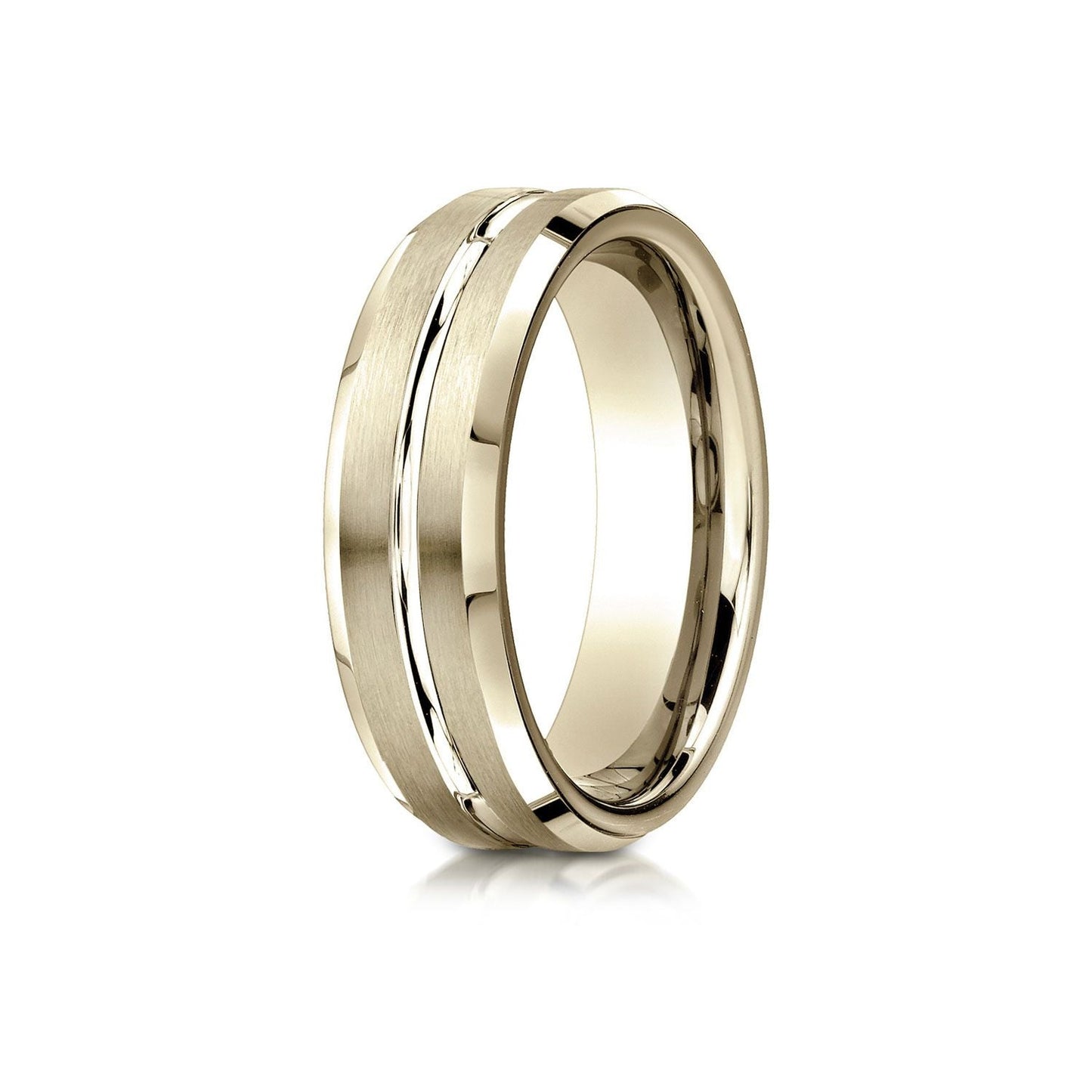 6mm Satin Finish Carved Wedding Band, in 14K Yellow Gold | RockHer