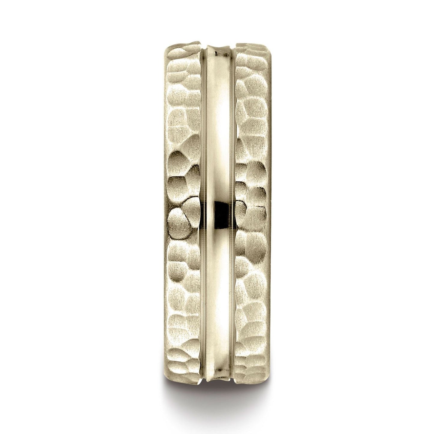 แหวนดีไซน์กลางตัดแบบค้อน ขนาด 7.5 มม. ใส่สบาย ทองคำเหลือง 18 กะรัต