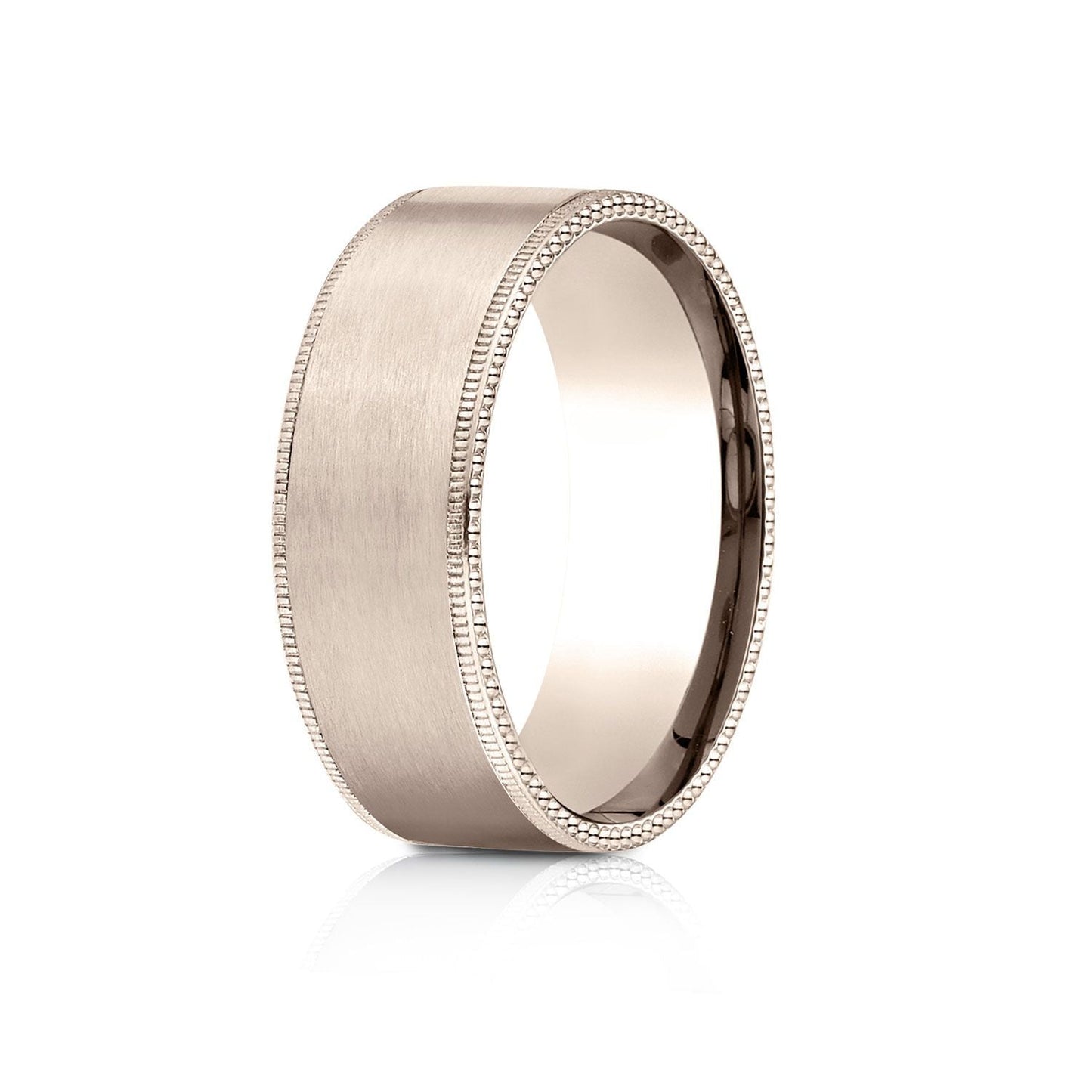 8mm Satin Finish Carved Wedding Band, in 14K Rose Gold | RockHer