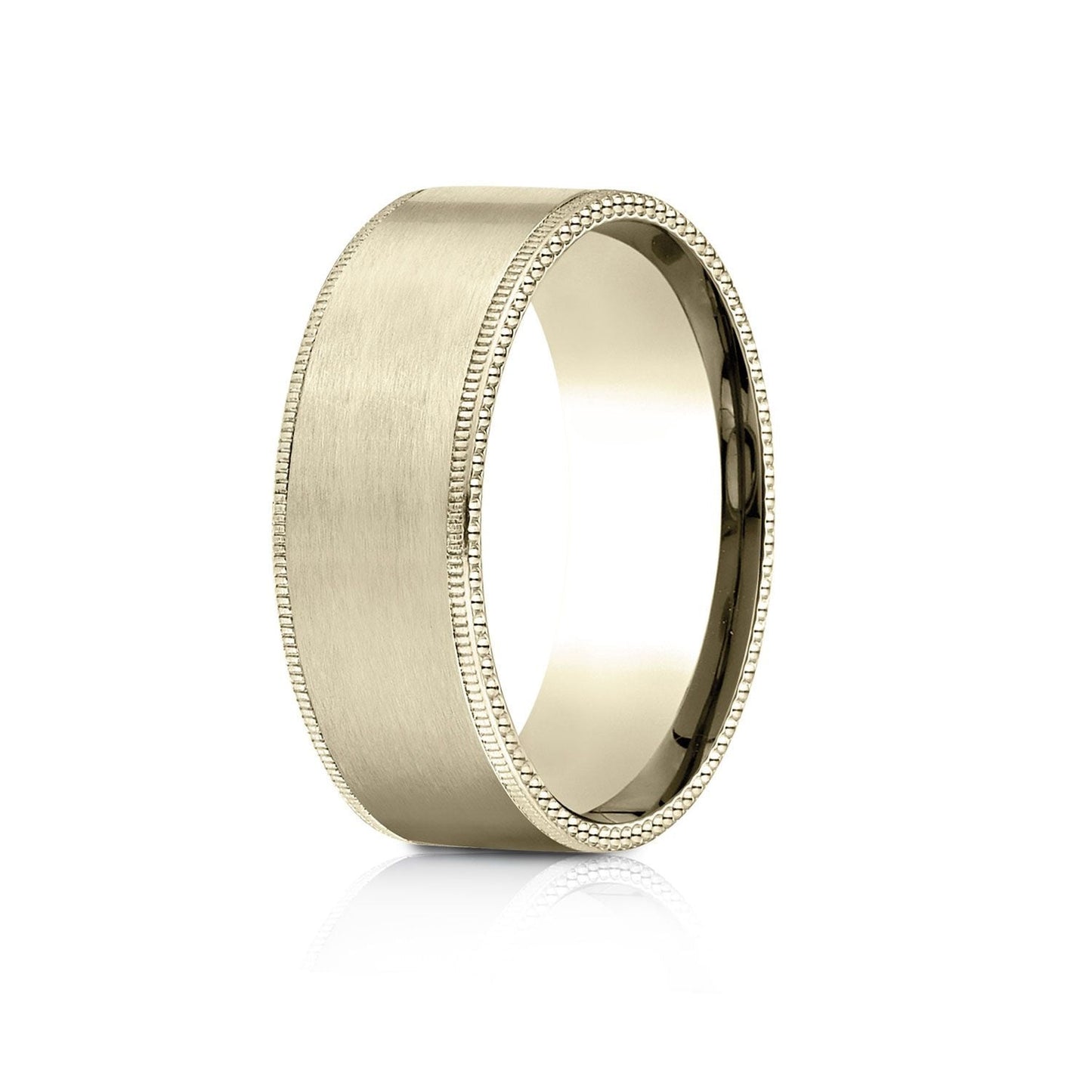 8mm Satin Finish Carved Wedding Band, in 18K Yellow Gold | RockHer
