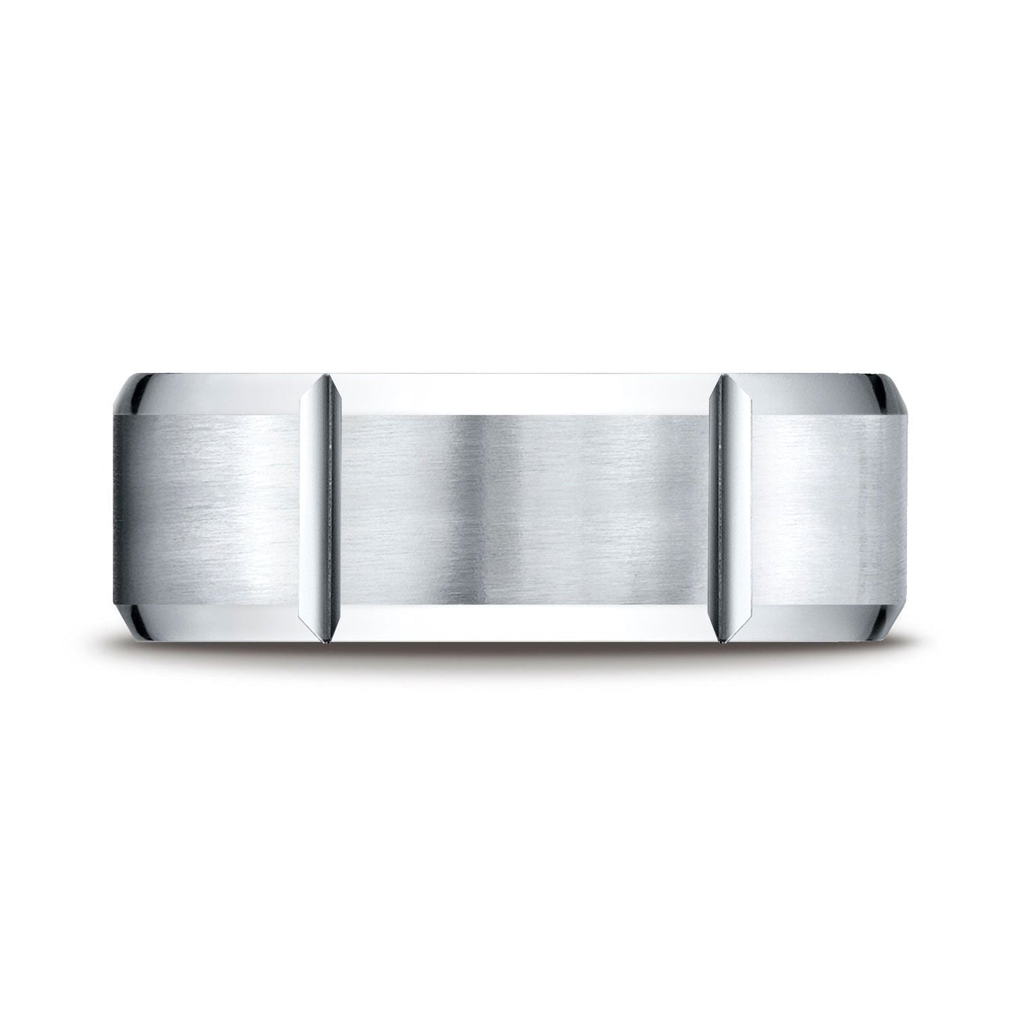 8mm Satin Finish Grooves Carved Wedding Band, in Platinum | RockHer