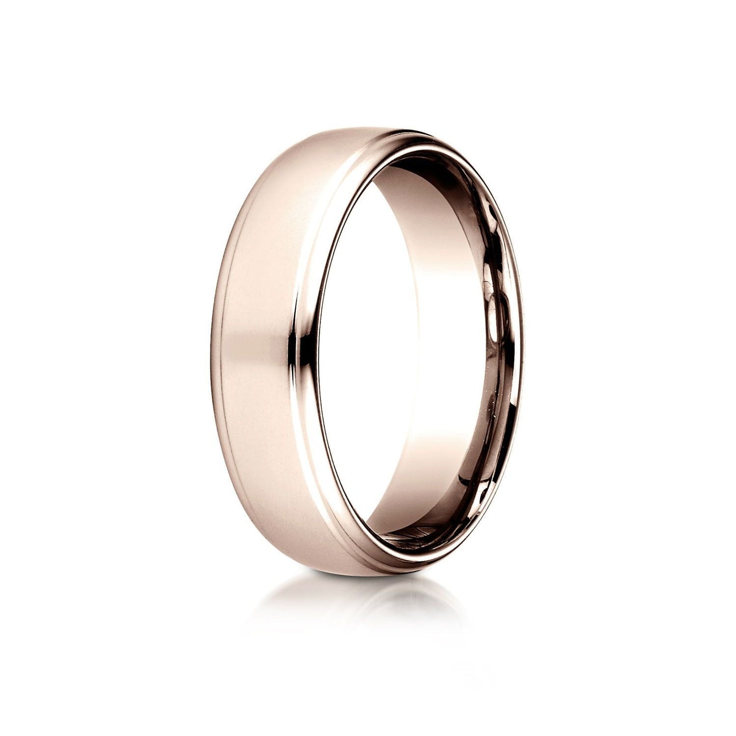 6.5mm Drop Edge High Polish Carved Wedding Band, in 14K Rose Gold | RockHer