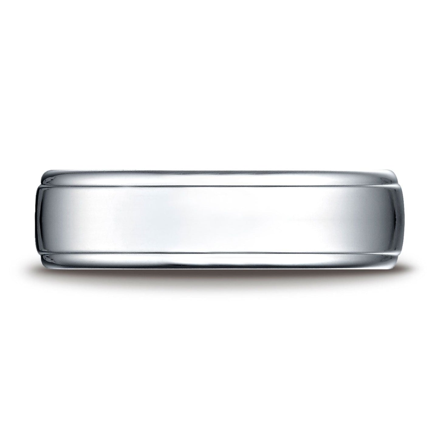 6.5mm Drop Edge High Polish Carved Wedding Band, in Platinum | RockHer