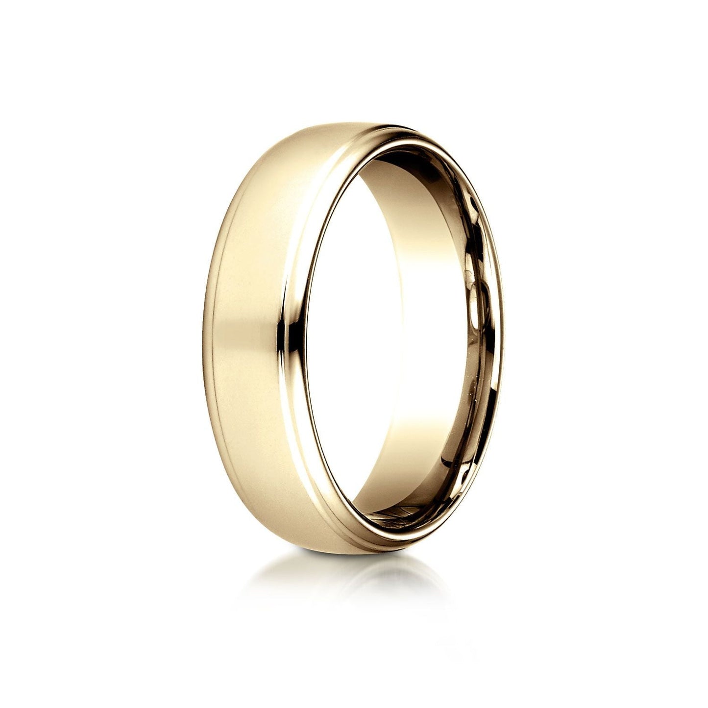 6.5mm Drop Edge High Polish Carved Wedding Band, in 14K Yellow Gold | RockHer