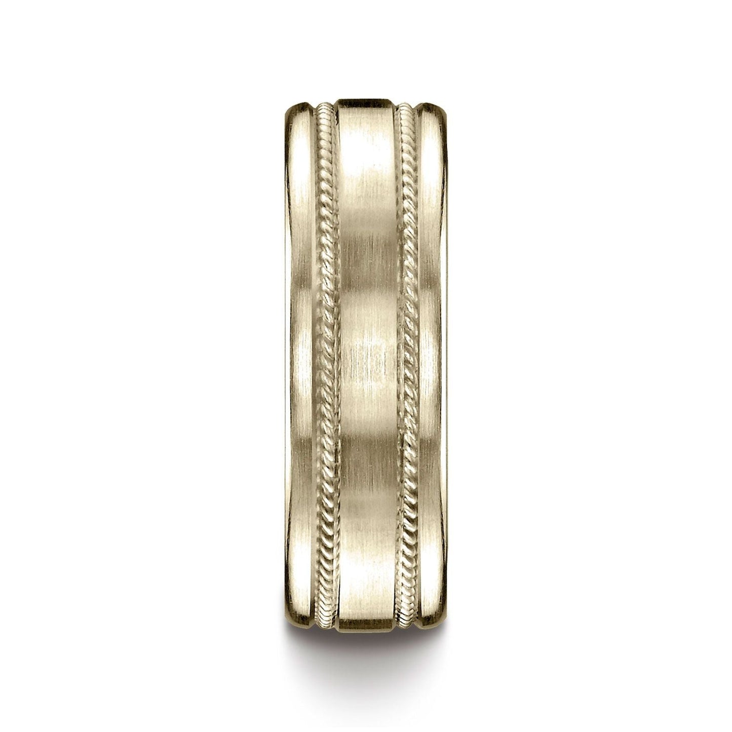 14k Yellow Gold 7.5mm Comfort-fit Satin-finished Rope Carved Design Band