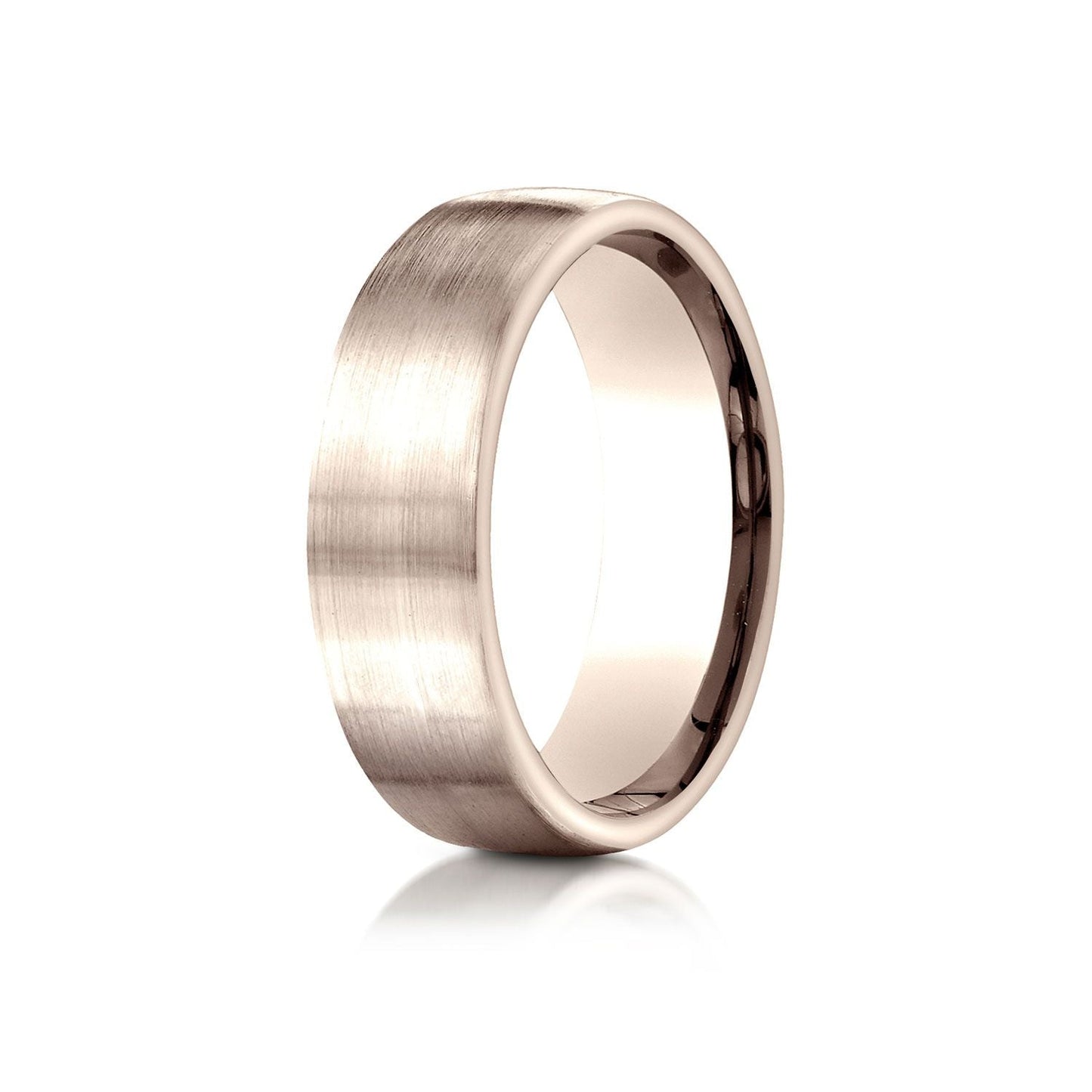 7.5mm Satin Finish Carved Wedding Band, in 14K Rose Gold | RockHer