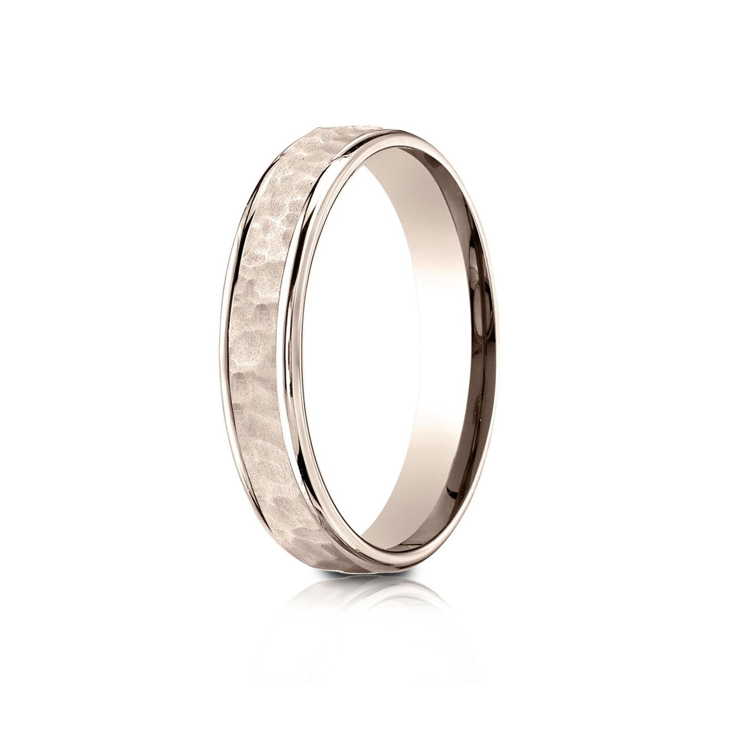 4mm Hammered Finish Carved Wedding Band, in 14K Rose Gold | RockHer