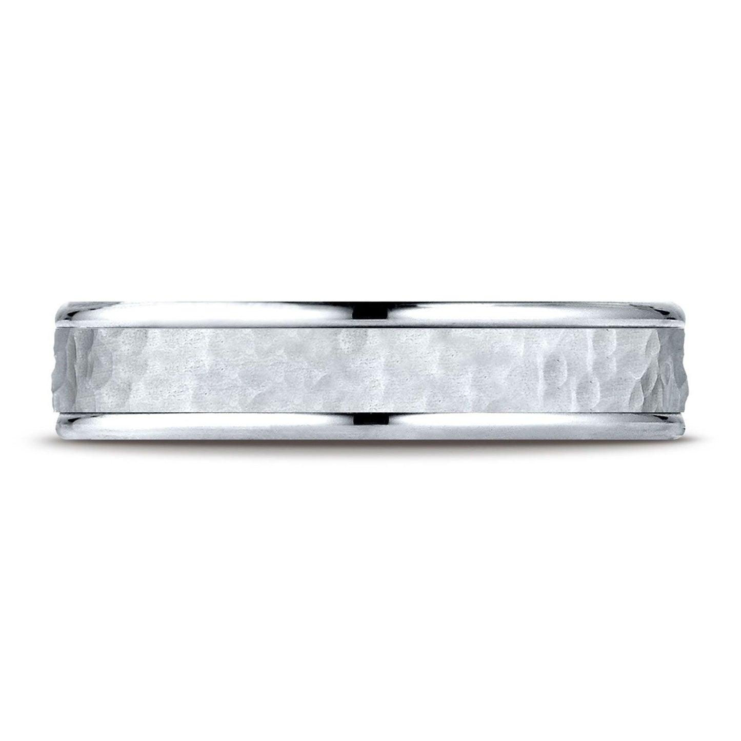 4mm Hammered Finish Carved Wedding Band, in Platinum | RockHer