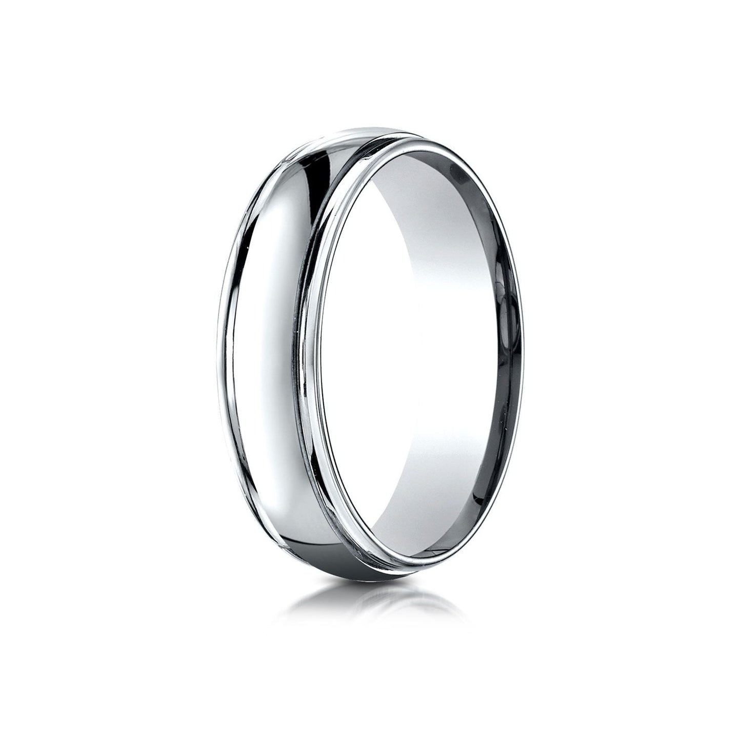 6mm High Polish Carved Wedding Band, in 14K White Gold | RockHer